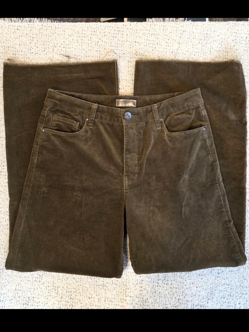 KUT From The Kloth Meg Brown Corduroy Wide Leg Raw Hem Pants Size 8 - Picture 2 of 7